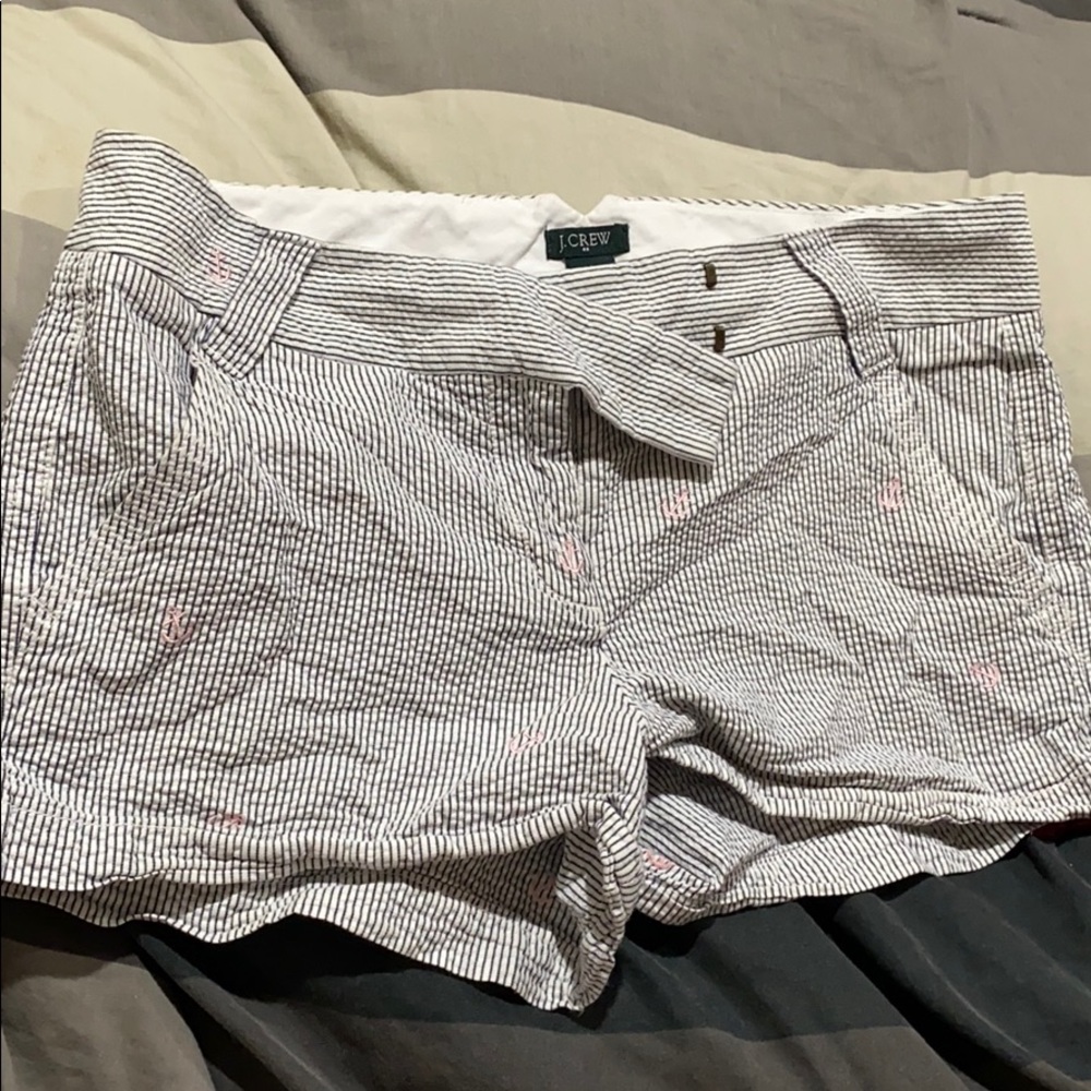 Navy shorts with light pink anchors